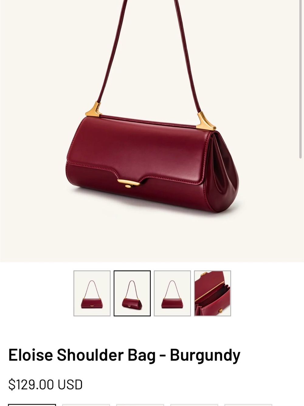 JW PEI Burgundy Curved Flap Shoulder Bag